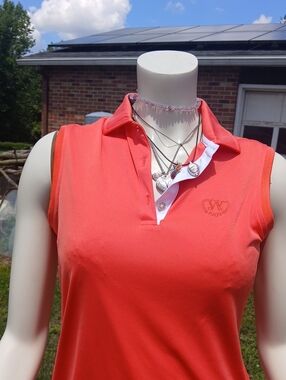 FootJoy Orange sleeveless Polo Shirt Size Medium